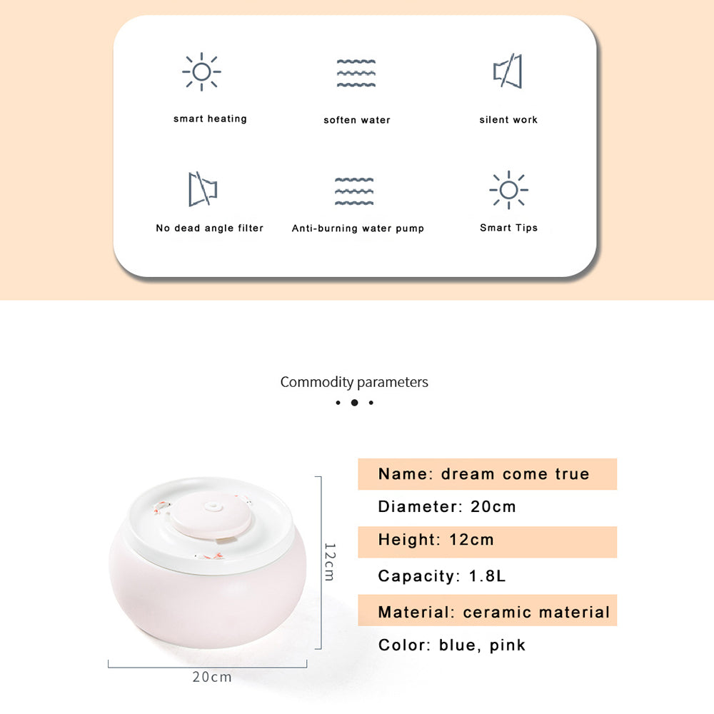 Heating ceramic pet water dispenser winter constant temperature heating automatic circulation pet water dispenser WY010