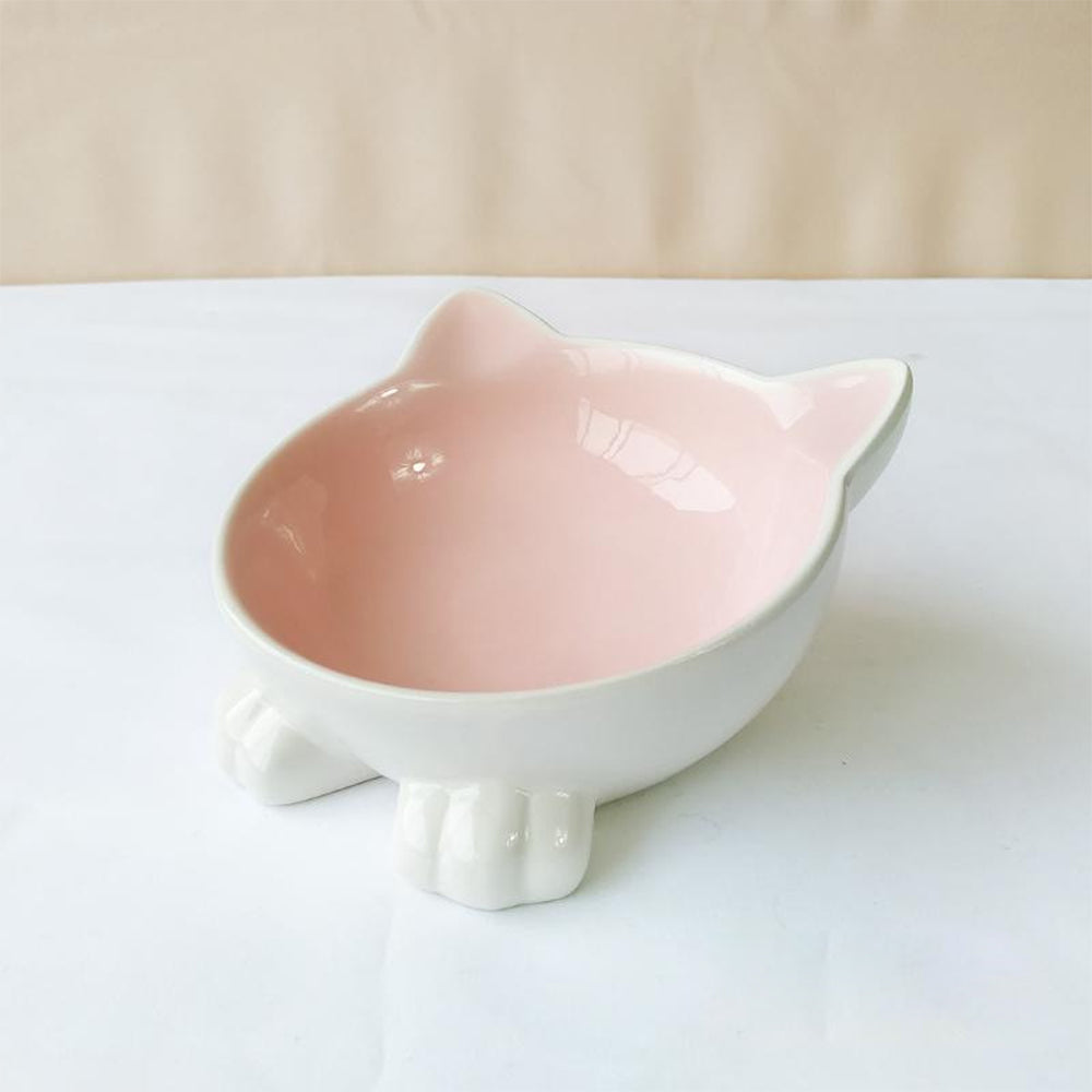 Cat bowl ceramic animal easy to clean cute ceramic pet food bowl